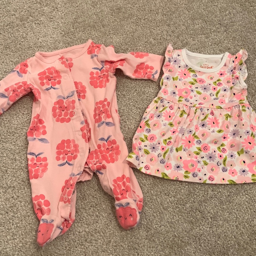 🎉 3 for $10 🎉 Baby Girl Sun Dress and Footed Pajama Bundle